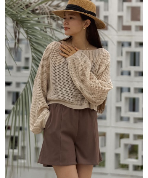 Re:EDIT（リエディ）の「[DAILY SWIM][UVカット][撥水][水陸両用]リブショートスイムパンツ（水着・レディース・ブラック/モカ・MEDIUM/LARGE/SMALL）」の12枚目の写真