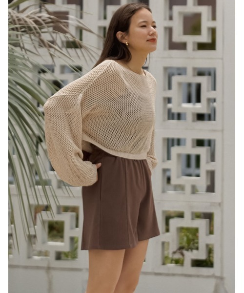 Re:EDIT（リエディ）の「[DAILY SWIM][UVカット][撥水][水陸両用]リブショートスイムパンツ（水着・レディース・ブラック/モカ・MEDIUM/LARGE/SMALL）」の19枚目の写真