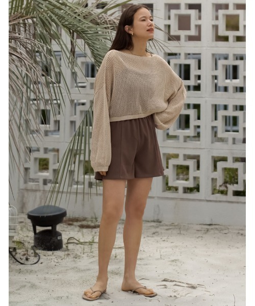 Re:EDIT（リエディ）の「[DAILY SWIM][UVカット][撥水][水陸両用]リブショートスイムパンツ（水着・レディース・ブラック/モカ・MEDIUM/LARGE/SMALL）」の8枚目の写真