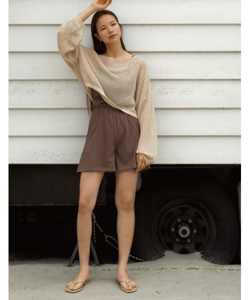 Re:EDIT（リエディ）の「[DAILY SWIM][UVカット][撥水][水陸両用]リブショートスイムパンツ（水着・レディース・ブラック/モカ・MEDIUM/LARGE/SMALL）」の4枚目の写真