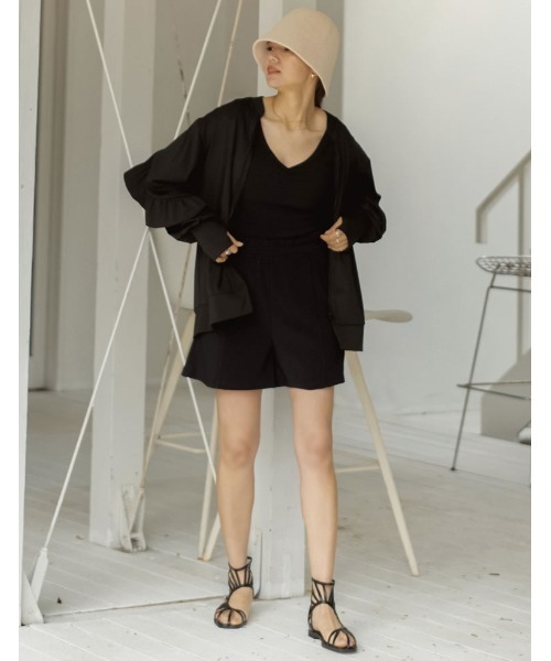 Re:EDIT（リエディ）の「[DAILY SWIM][UVカット][撥水][水陸両用]リブショートスイムパンツ（水着・レディース・ブラック/モカ・MEDIUM/LARGE/SMALL）」の5枚目の写真