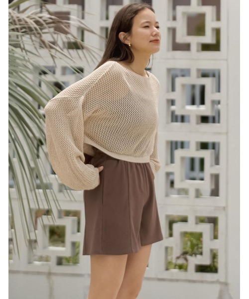 Re:EDIT（リエディ）の「[DAILY SWIM][UVカット][撥水][水陸両用]リブショートスイムパンツ（水着・レディース・ブラック/モカ・MEDIUM/LARGE/SMALL）」の21枚目の写真