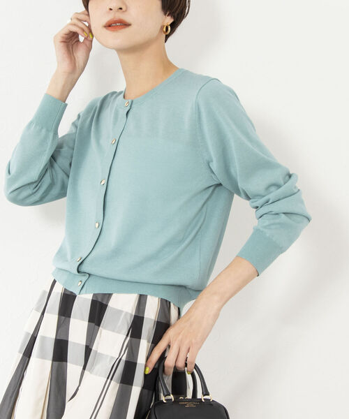 NOLLEY’S(ノーリーズ)の「《手洗い可能》クルーネックカーディガン(カーディガン/ボレロ・レディース・オフホワイト/ブラック/ピンク/ミント・38)」の3枚目の写真