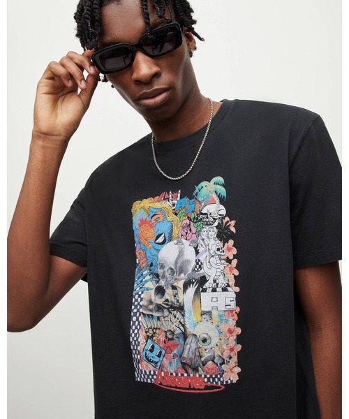 ALLSAINTS(オールセインツ)の「WILDERNESS PRINTED CREW NECK T-SHIRT | WILDERNESS プリント クルーネック T シャツ(Tシャツ/カットソー・メンズ・ブラック・S/M/L/XS)」の2枚目の写真