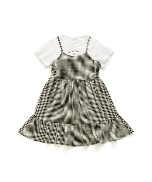 ジェニィラブ新品ドッキングチェックワンピ130サックス（JENNI