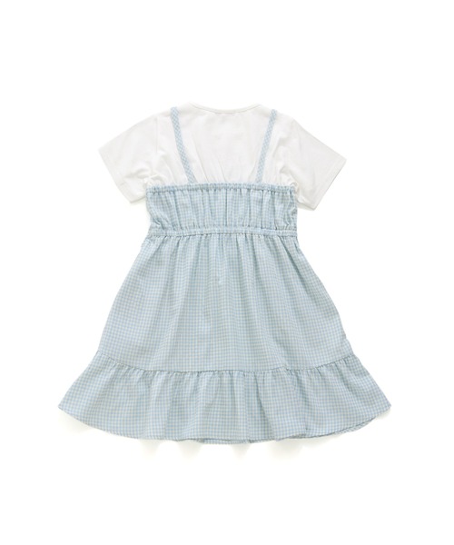 専用✧ジェニィラブ✧新品✧ドッキングチェックワンピ130サックス 専用✧ジェニィラブ✧新品✧ドッキングチェックワンピ130