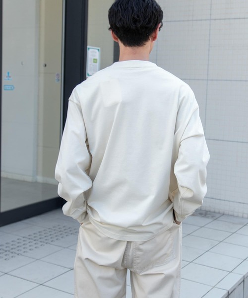 FORK&SPOON(フォークアンドスプーン)の「FORK&SPOON ハイツイストジャージーロングスリーブTシャツ(Tシャツ/カットソー・メンズ・アイボリー/チャコールグレー・4/5)」の3枚目の写真