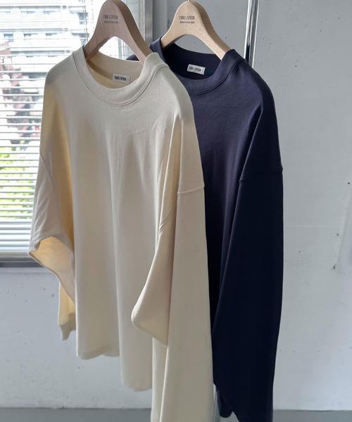 FORK&SPOON(フォークアンドスプーン)の「FORK&SPOON ハイツイストジャージーロングスリーブTシャツ(Tシャツ/カットソー・メンズ・アイボリー/チャコールグレー・4/5)」の6枚目の写真