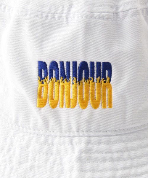 bonjour records（ボンジュールレコーズ）の「【Bonjour Records/ボンジュールレコード】Original FLAME LOGO HAT オリジナルフレイムロゴバケットハット（ハット・メンズ・ホワイト/ブラック・FREE）」の7枚目の写真