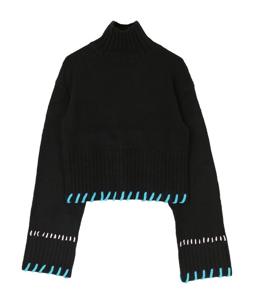 miette（ミエット）の「配色ステッチハイネックニット（ニット/セーター・レディース・ブラック/アイボリー/ネイビー/グリーン・FREE）」の11枚目の写真