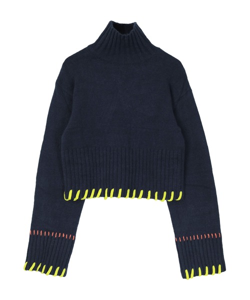 miette（ミエット）の「配色ステッチハイネックニット（ニット/セーター・レディース・ブラック/アイボリー/ネイビー/グリーン・FREE）」の17枚目の写真