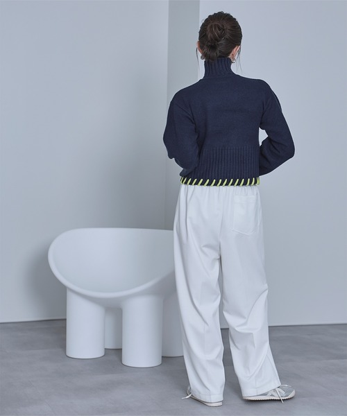 miette（ミエット）の「配色ステッチハイネックニット（ニット/セーター・レディース・ブラック/アイボリー/ネイビー/グリーン・FREE）」の18枚目の写真