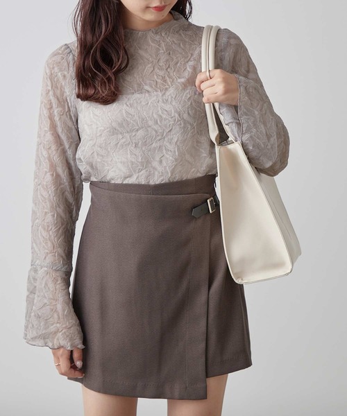 one after another NICE CLAUP（ワンアフターアナザーナイスクラップ）の「サイドベルトミニスカパン（その他パンツ・レディース・ベージュ/チェック/ブラック/ダークブラウン・FREE）」の15枚目の写真