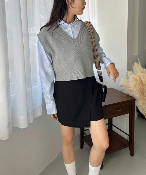 one after another NICE CLAUP（ワンアフターアナザーナイスクラップ）の「サイドベルトミニスカパン（その他パンツ・レディース・ベージュ/チェック/ブラック/ダークブラウン・FREE）」の10枚目の写真