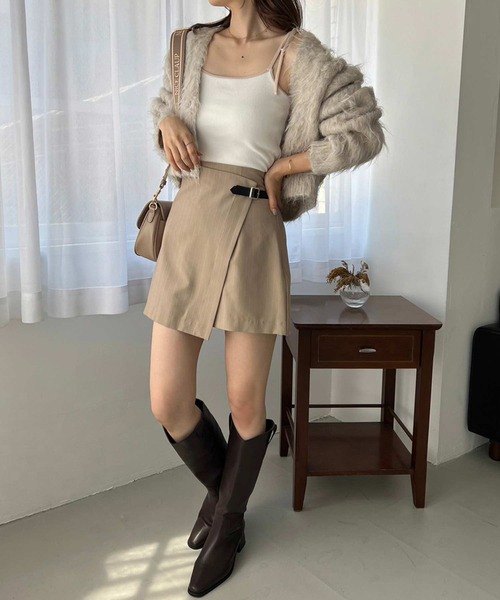 one after another NICE CLAUP（ワンアフターアナザーナイスクラップ）の「サイドベルトミニスカパン（その他パンツ・レディース・ベージュ/チェック/ブラック/ダークブラウン・FREE）」の19枚目の写真