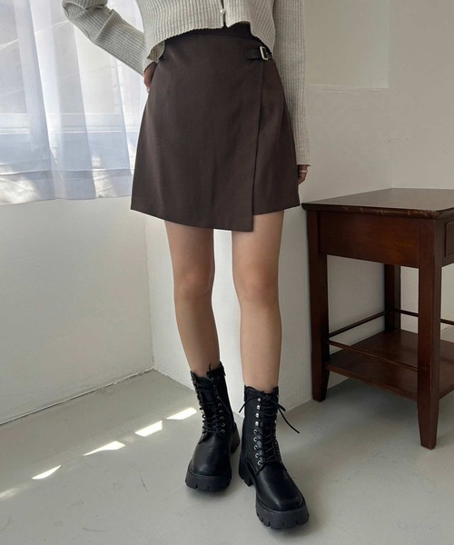 one after another NICE CLAUP（ワンアフターアナザーナイスクラップ）の「サイドベルトミニスカパン（その他パンツ・レディース・ベージュ/チェック/ブラック/ダークブラウン・FREE）」の16枚目の写真