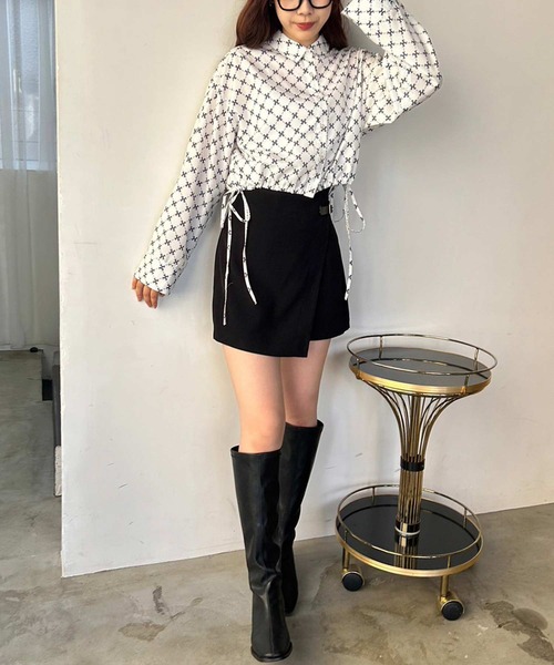 one after another NICE CLAUP（ワンアフターアナザーナイスクラップ）の「サイドベルトミニスカパン（その他パンツ・レディース・ベージュ/チェック/ブラック/ダークブラウン・FREE）」の5枚目の写真