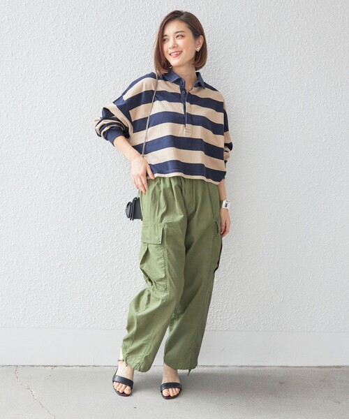 【セール】【SHIPS別注】SPORT CLAD:〈洗濯機可能〉ボーダー ショート ラガー シャツ（Tシャツ/カットソー）｜SHIPS（シップス）