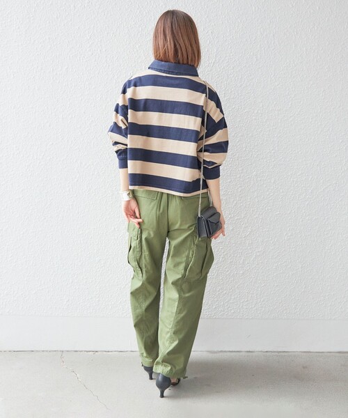 【セール】【SHIPS別注】SPORT CLAD:〈洗濯機可能〉ボーダー ショート ラガー シャツ（Tシャツ/カットソー）｜SHIPS（シップス）
