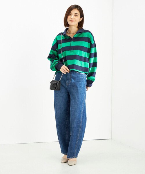 【セール】【SHIPS別注】SPORT CLAD:〈洗濯機可能〉ボーダー ショート ラガー シャツ（Tシャツ/カットソー）｜SHIPS（シップス）