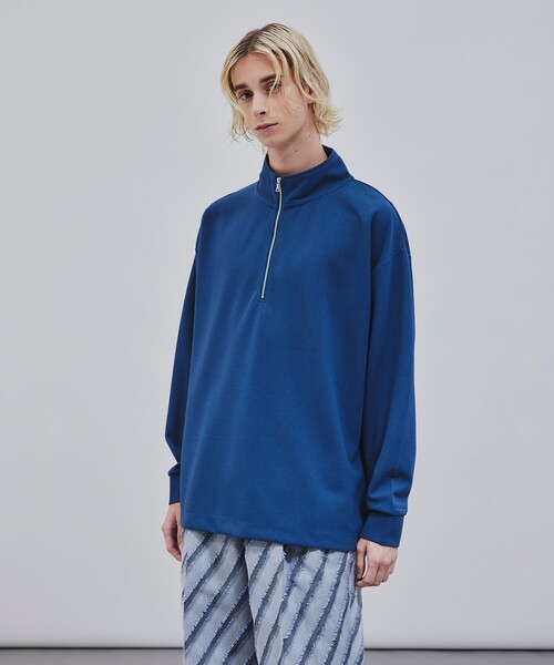 tk.TAKEO KIKUCHI（ティーケータケオキクチ）の「◆ジョーゼットハーフジップカットソー（Tシャツ/カットソー・メンズ・ホワイト/ブラック/ブルー・01/02/03）」の3枚目の写真