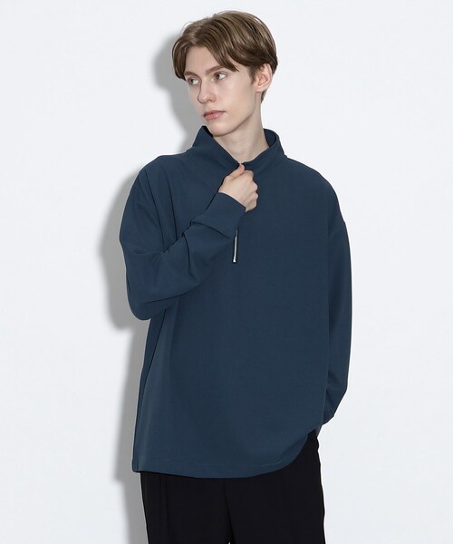 tk.TAKEO KIKUCHI（ティーケータケオキクチ）の「◆ジョーゼットハーフジップカットソー（Tシャツ/カットソー・メンズ・ホワイト/ブラック/ブルー・01/02/03）」の6枚目の写真