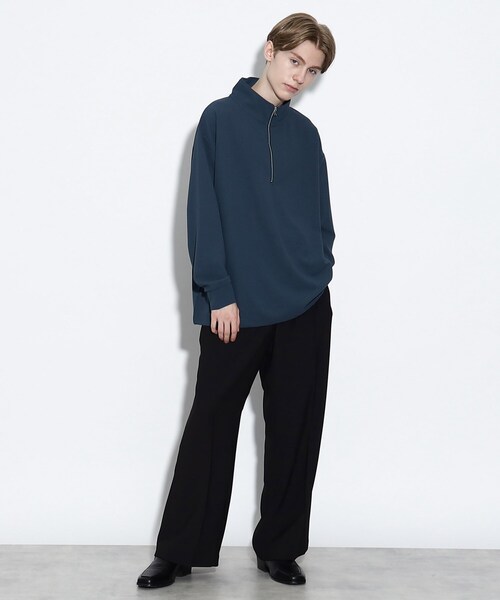 tk.TAKEO KIKUCHI（ティーケータケオキクチ）の「◆ジョーゼットハーフジップカットソー（Tシャツ/カットソー・メンズ・ホワイト/ブラック/ブルー・01/02/03）」の5枚目の写真