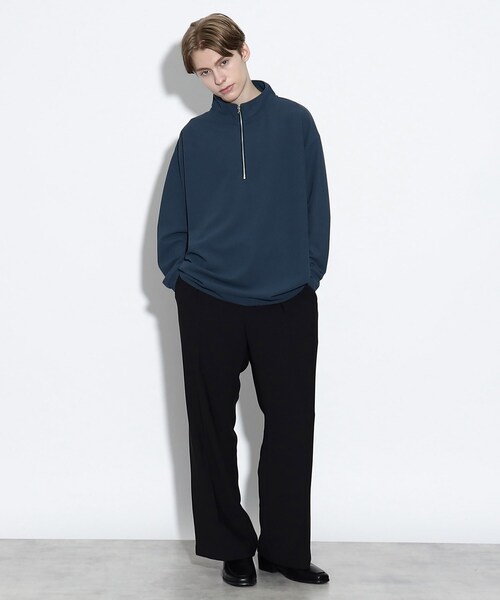 tk.TAKEO KIKUCHI（ティーケータケオキクチ）の「◆ジョーゼットハーフジップカットソー（Tシャツ/カットソー・メンズ・ホワイト/ブラック/ブルー・01/02/03）」の4枚目の写真