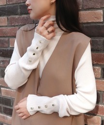 CORNERS | 袖ボタンハイネックリブニット(ニット/セーター)