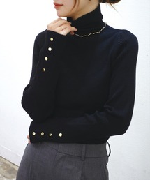 CORNERS | 袖ボタンハイネックリブニット(ニット/セーター)