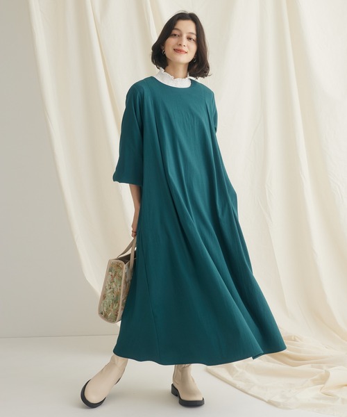 CRAFT STANDARD BOUTIQUE(クラフトスタンダードブティック)の「レーヨンデシンドレッシーワンピース(ワンピース・レディース・オフホワイト/オレンジ/グリーン/ブラック・FREE)」の3枚目の写真