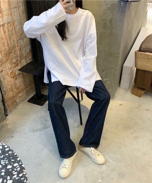 tolene(トレネ)の「サイドスリットロングTシャツ(Tシャツ/カットソー・レディース・ホワイト・FREE)」の6枚目の写真