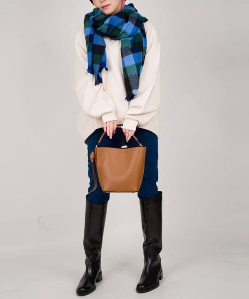 Montaluly（モンタルリー）の「【Montaluly/モンタルリー】チェック柄　ストール　ショール　マフラー　フランス製（ストール/ショール・レディース・グリーン/ベージュ/パープル・FREE）」の8枚目の写真
