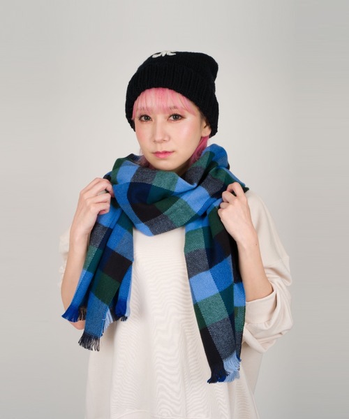 Montaluly（モンタルリー）の「【Montaluly/モンタルリー】チェック柄　ストール　ショール　マフラー　フランス製（ストール/ショール・レディース・グリーン/ベージュ/パープル・FREE）」の6枚目の写真