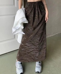 光沢ワッシャーAラインスカート