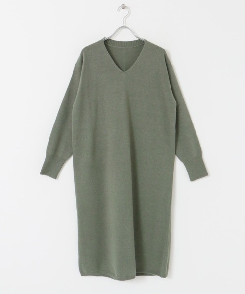 【アーバンリサーチ】ロッソ カシミヤ混ラムウールVネックニットワンピース URBAN RESEARCH ROSSO（アーバンリサーチロッソ）の「『一部WEB