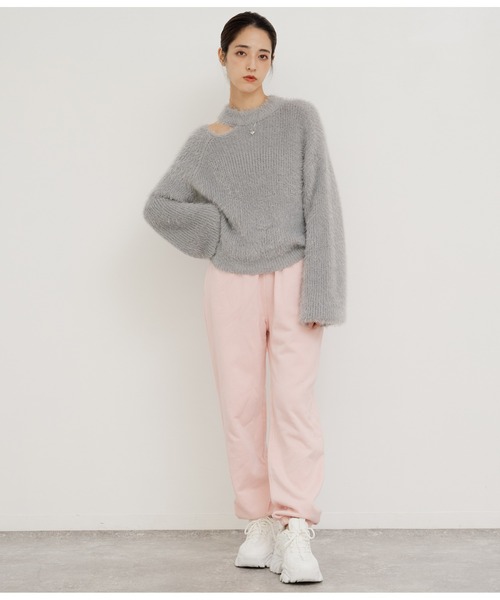 ANAP(アナップ)の「フェザーヤーンカットアウトニットトップス(ニット/セーター・レディース・オフホワイト/イエロー×グリーン/グレー/ブラック・FREE)」の19枚目の写真
