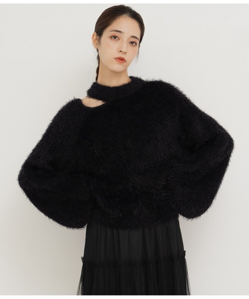 ANAP(アナップ)の「フェザーヤーンカットアウトニットトップス(ニット/セーター・レディース・オフホワイト/イエロー×グリーン/グレー/ブラック・FREE)」の10枚目の写真