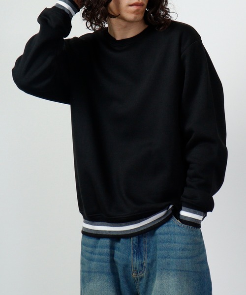 ACE（エース）の「ACE ラインリブ  トレーナー（スウェット・メンズ・ブラック/杢グレー/オフホワイト/チャコールグレー/ワイン/ブラウン・L/M/LL）」の3枚目の写真