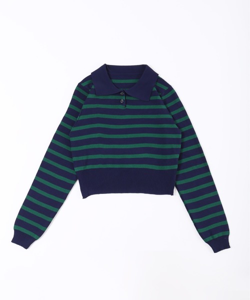 PHILLY（フィリー）の「【PHILLY】ボーダーニットポロ（Tシャツ/カットソー・レディース・ブラウン/ベージュ/ブラック/ネイビー・FREE）」の10枚目の写真