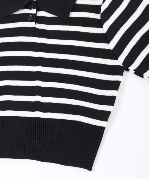 PHILLY（フィリー）の「【PHILLY】ボーダーニットポロ（Tシャツ/カットソー・レディース・ブラウン/ベージュ/ブラック/ネイビー・FREE）」の13枚目の写真