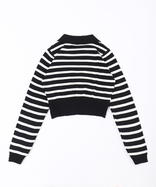 PHILLY（フィリー）の「【PHILLY】ボーダーニットポロ（Tシャツ/カットソー・レディース・ブラウン/ベージュ/ブラック/ネイビー・FREE）」の14枚目の写真