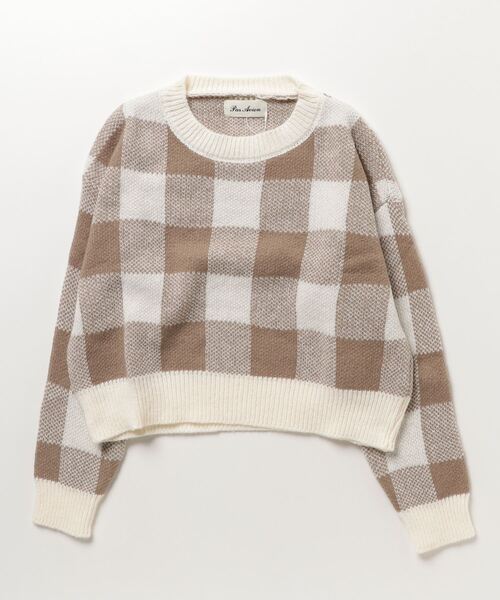 paravion(パラビオン)の「ブロックチェックニット(ニット/セーター・レディース・ブルー/ベージュ/ブラック・FREE)」の9枚目の写真