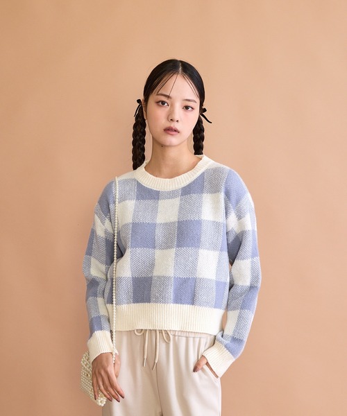 paravion(パラビオン)の「ブロックチェックニット(ニット/セーター・レディース・ブルー/ベージュ/ブラック・FREE)」の16枚目の写真