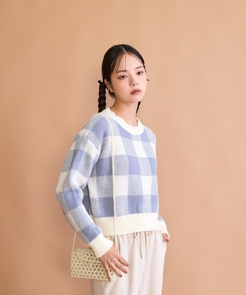 paravion(パラビオン)の「ブロックチェックニット(ニット/セーター・レディース・ブルー/ベージュ/ブラック・FREE)」の19枚目の写真
