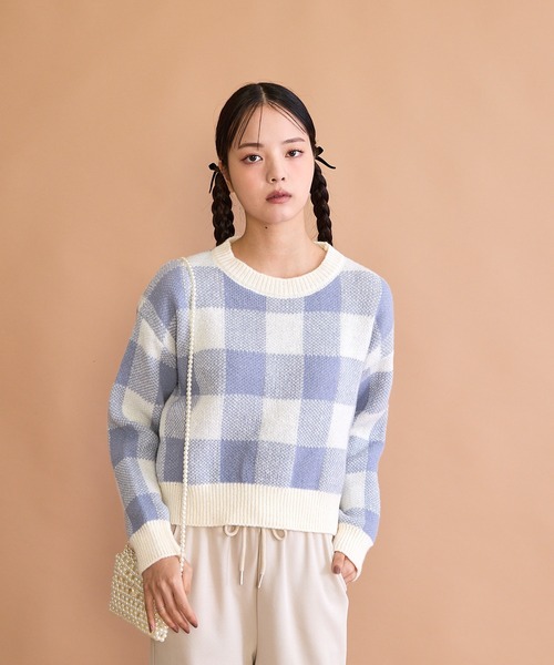 paravion(パラビオン)の「ブロックチェックニット(ニット/セーター・レディース・ブルー/ベージュ/ブラック・FREE)」の20枚目の写真