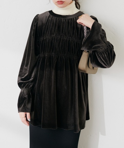 2WAYリボンベロアブラウス（シャツ/ブラウス）｜natural couture