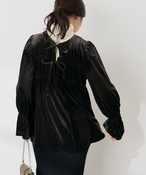 2WAYリボンベロアブラウス（シャツ/ブラウス）｜natural couture