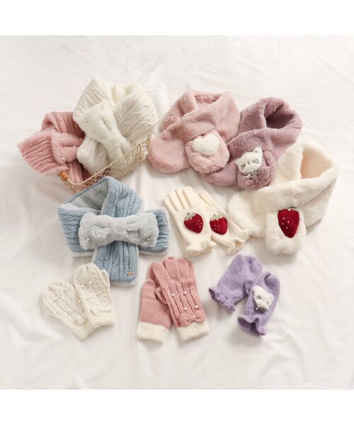 apres les cours（アプレレクール）の「バラエティモチーフマフラー（マフラー・キッズ・ラベンダー/アイボリー/サーモンピンク・120）」の8枚目の写真