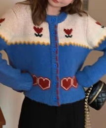 Vipoa（ヴィポア）の「retro flower jacquard knit cardigan（カーディガン/ボレロ）」